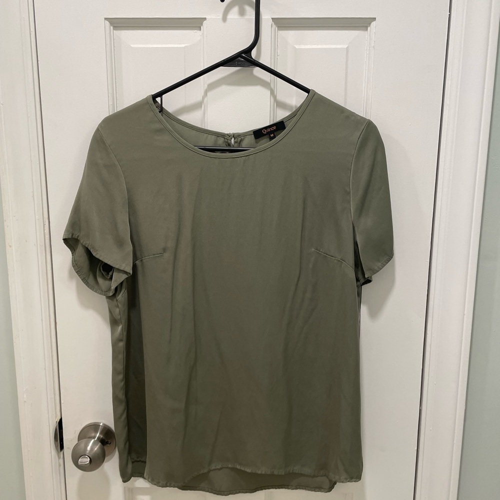 Quince Sage Green Silk Top